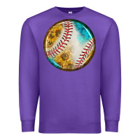 Purple baseball with sunflower round earrings Premium Sweatshirt - BundleAndBundleShop