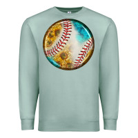 Seafoam baseball with sunflower round earrings Premium Sweatshirt - BundleAndBundleShop