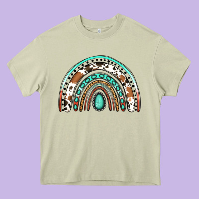 Western Rainbow Heavy Core Tee Designed By Jasminsmagicworld