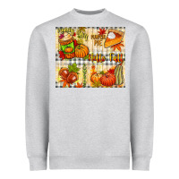 Heather Grey Hello Fall pumpkins Heavyweight Sweatshirt - NancyCooperArtShop