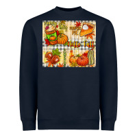 Navy Hello Fall pumpkins Heavyweight Sweatshirt - NancyCooperArtShop