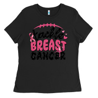 Black tackle breast cancer Ladies Tee - MaliasSmallBusiness