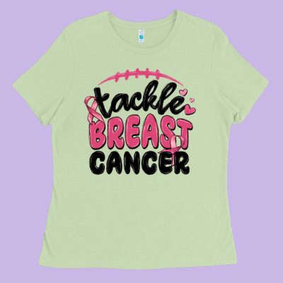 Tackle Breast Cancer Ladies Tee Designed By Maliassmallbusiness