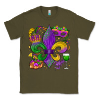 Army Green mardi gras fleur de lis Classic Tee - LillyAllenDesigns