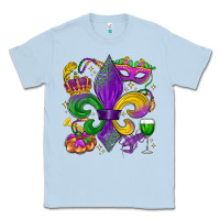 Dusty Blue mardi gras fleur de lis Classic Tee - LillyAllenDesigns