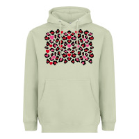 Matcha valentines day leopard and heart background Heavyweight Hoodie - FaDigitalArtStudio
