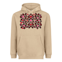 Mushroom valentines day leopard and heart background Heavyweight Hoodie - FaDigitalArtStudio