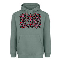 Sage valentines day leopard and heart background Heavyweight Hoodie - FaDigitalArtStudio