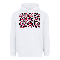 White valentines day leopard and heart background Heavyweight Hoodie - FaDigitalArtStudio