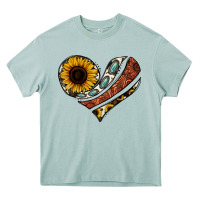 Arona western sunflower cowhide  heart Heavy Core Tee - Jasminsmagicworld