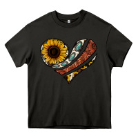 Asphalt western sunflower cowhide  heart Heavy Core Tee - Jasminsmagicworld