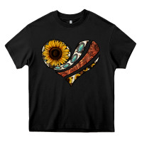 Black western sunflower cowhide  heart Heavy Core Tee - Jasminsmagicworld