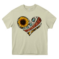 Mossy western sunflower cowhide  heart Heavy Core Tee - Jasminsmagicworld