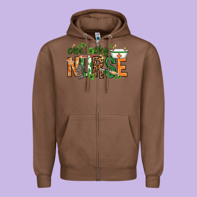 One Lucky Nurse With Elements St. Patricks Day Zipper Hoodie Designed By Howdyjamesfarm