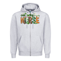 Heather Grey One lucky Nurse with elements St. Patricks Day Zipper Hoodie - HowdyJamesFarm