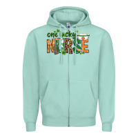 Seafoam One lucky Nurse with elements St. Patricks Day Zipper Hoodie - HowdyJamesFarm