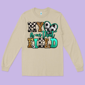 My Heart Is On That Field Soccer Long Sleeve Tee Designed By Jasminsmagicworld