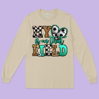 My Heart Is On That Field Soccer Long Sleeve Tee Designed By Jasminsmagicworld