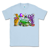 Dusty Blue mardi gras pelican alligator and crawfish Classic Tee - LillyAllenDesigns