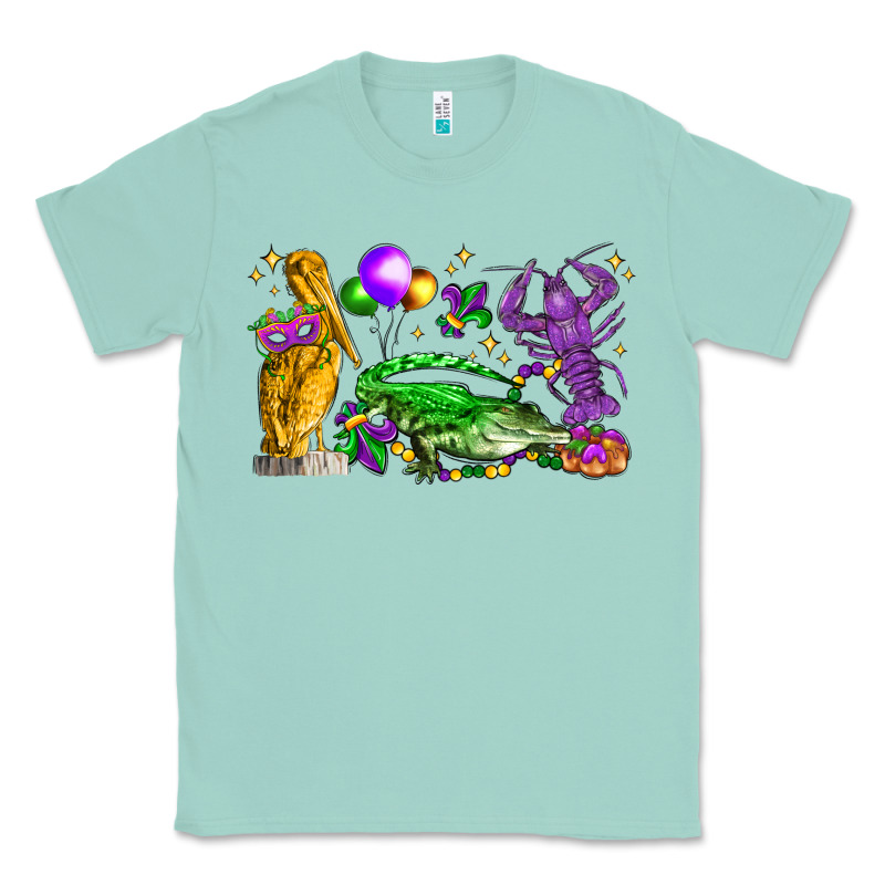 Mardi Gras Pelican Alligator And Crawfish Classic Tee by LillyAllenDesigns | Teevron