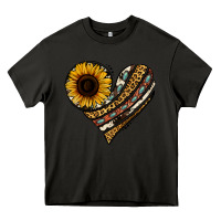 Asphalt western sunflower leopard cowhide heart Heavy Core Tee - Jasminsmagicworld