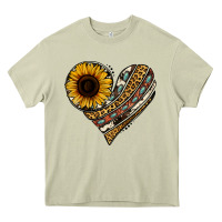 Mossy western sunflower leopard cowhide heart Heavy Core Tee - Jasminsmagicworld