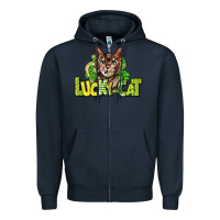 Navy Lucky cat St. Patrick's Zipper Hoodie - HowdyJamesFarm