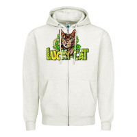 Oatmeal Heather Lucky cat St. Patrick's Zipper Hoodie - HowdyJamesFarm