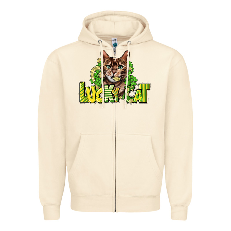 Lucky Cat St. Patrick's Zipper Hoodie by HowdyJamesFarm | Teevron