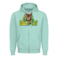 Seafoam Lucky cat St. Patrick's Zipper Hoodie - HowdyJamesFarm