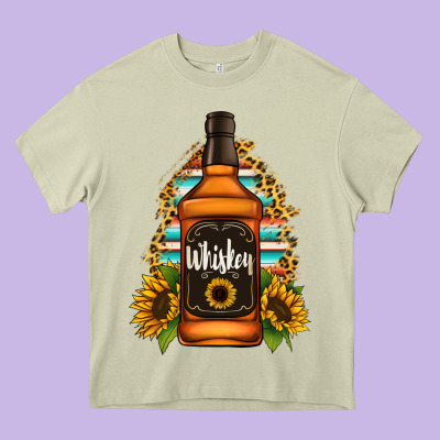 Whiskey Bottle Heavy Core Tee Designed By Jasminsmagicworld