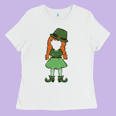 Leprechaun Girl Faceless Ladies Tee Designed By Maliassmallbusiness