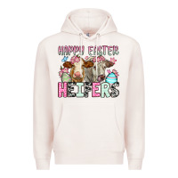 Pale Pink Happy Easter Heifers Premium Hoodie - OliviaCreatesArt