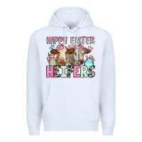 White Happy Easter Heifers Premium Hoodie - OliviaCreatesArt