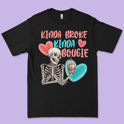 Kinda Broke Kinda Bougie Premium Tee Designed By Maliassmallbusiness