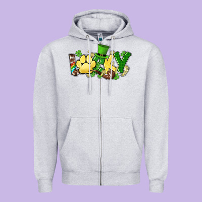Lucky Pet  St. Patrick's Zipper Hoodie Designed By Howdyjamesfarm