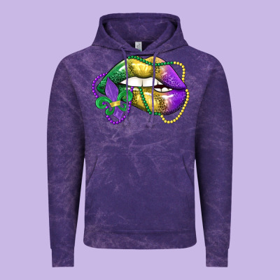 Mardi Gras Lips Vintage Hoodie Designed By Lillyallendesigns