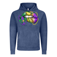 Vintage Denim mardi gras lips Vintage Hoodie - LillyAllenDesigns