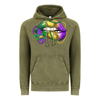 Vintage Olive mardi gras lips Vintage Hoodie - LillyAllenDesigns