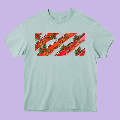 Leopar And Cowhide With Mistletoe Heavy Core Tee Designed By Adodesignshop