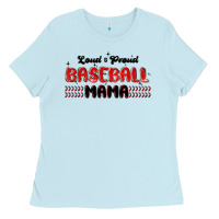 Baby Blue loud and proud baseball mama Ladies Tee - MaliasSmallBusiness