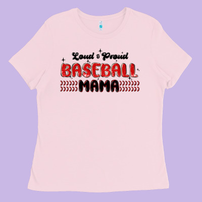 Loud And Proud Baseball Mama Ladies Tee Designed By Maliassmallbusiness