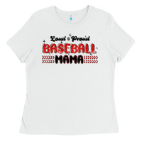 White loud and proud baseball mama Ladies Tee - MaliasSmallBusiness