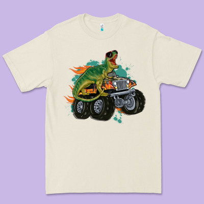 Monster Truck And T Rex Dinosaur Premium Tee Designed By Maliassmallbusiness