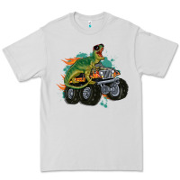 Dove Grey monster truck and t rex dinosaur Premium Tee - MaliasSmallBusiness