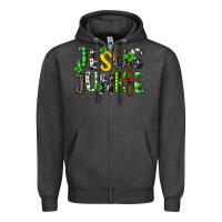 Charcoal Heather Jesus junkie St. Patrick's Zipper Hoodie - CowGirlArtShop