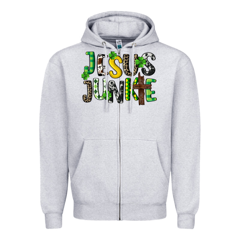 Jesus Junkie St. Patrick's Zipper Hoodie by CowGirlArtShop | Teevron