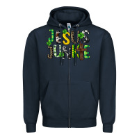 Navy Jesus junkie St. Patrick's Zipper Hoodie - CowGirlArtShop
