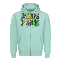 Seafoam Jesus junkie St. Patrick's Zipper Hoodie - CowGirlArtShop
