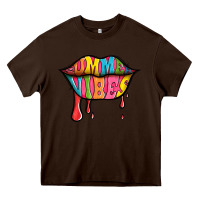Chocolate Brown summer vibes lips Heavy Core Tee - Jasminsmagicworld